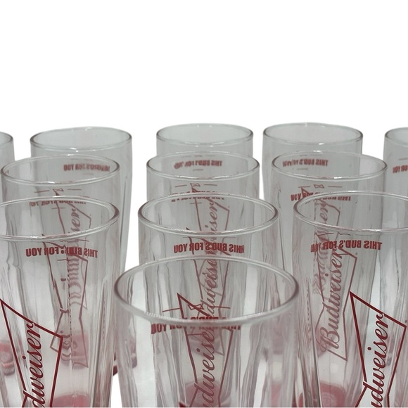 Limited Edition Budweiser Red Bottom Glasses. Boelter Brands. Tall Beer Glass. - Picture 3 of 12